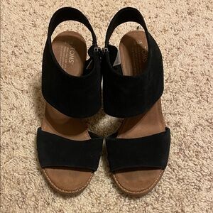 Toms Black and Brown Heeled Sandals